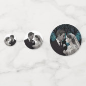 青い結婚生命の木の上の美しい夫婦 コンフェッティ (正面)