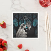 青い結婚生命の木の上の美しい夫婦 スタンダードカクテルナプキン (インサイチュ)