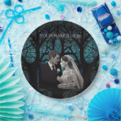 青い結婚生命の木の上の美しい夫婦 ペーパープレート (パーティー)