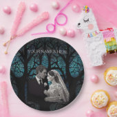 青い結婚生命の木の上の美しい夫婦 ペーパープレート (パーティー)