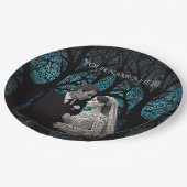 青い結婚生命の木の上の美しい夫婦 ペーパープレート (アングル)