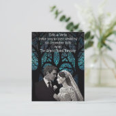 青い結婚生命の木の上の美しい夫婦 ポストカード (スタンド正面)