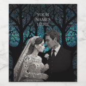 青い結婚生命の木の上の美しい夫婦 ワインラベル (シングルラベル)