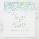 青い結婚緑のショアリングのカスケードモダンアート ワインラベル (シングルラベル)