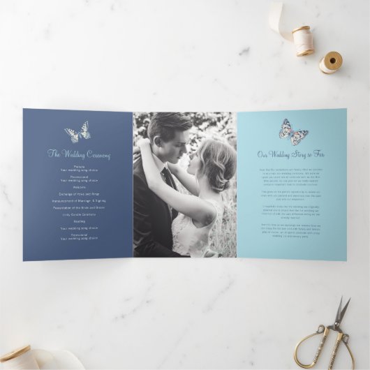 青い結婚蝶の再生プログラムシェード 三つ折りプログラム (内部)