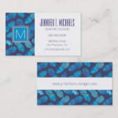 青い絞り染めのパイナップルは|あなたの名前を加えます 名刺 (正面/裏面)