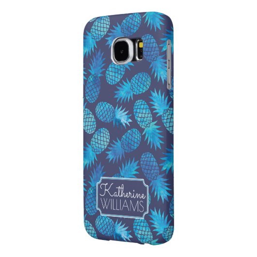 青い絞り染めのパイナップルは|あなたの名前を加えます Case-Mate SAMSUNG GALAXYケース (裏面左)