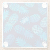 青い絞り染めのパイナップル ガラスコースター (裏面)