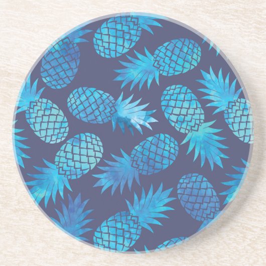 青い絞り染めのパイナップル コースター (正面)