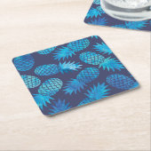 青い絞り染めのパイナップル スクエアペーパーコースター (アングル)