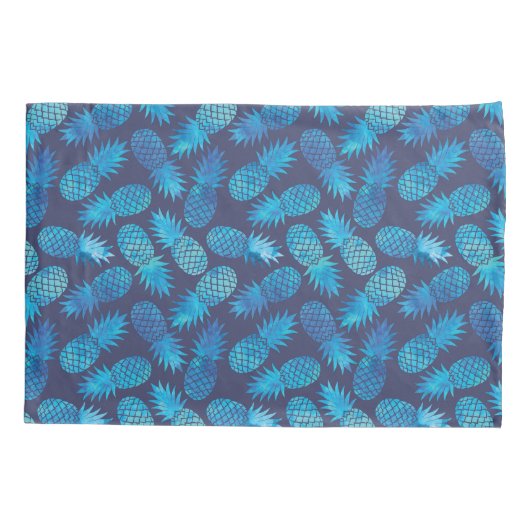 青い絞り染めのパイナップル 枕カバー (裏面-左)