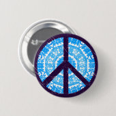 青い絞り染めのピースサイン 缶バッジ (正面&裏面)