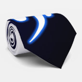 青い絞り染めのヘ音記号 ネクタイ (ロール)
