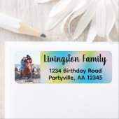 青い絞り染めの写真のアドレス ラベル (インサイチュ)