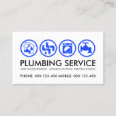 青い給排水衛生設備配管ツールアイコン配管工 名刺 (正面)