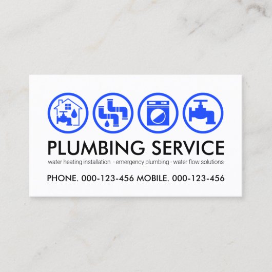 青い給排水衛生設備配管ツールアイコン配管工 名刺 (正面)