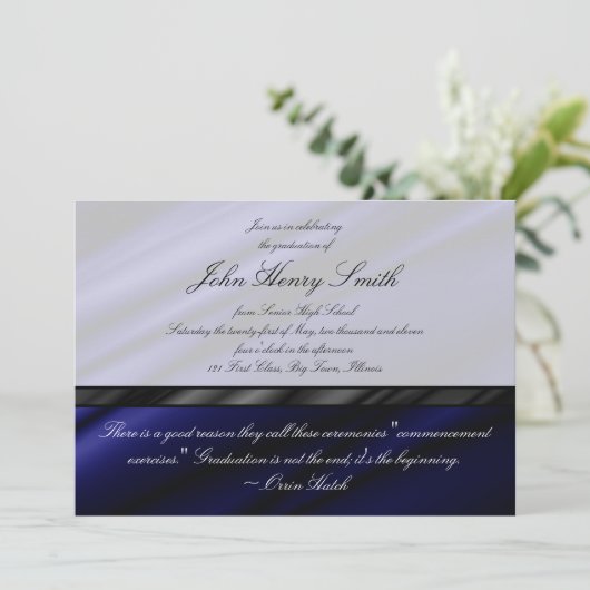 青い絹の卒業の招待状か発表 招待状 (スタンド正面)