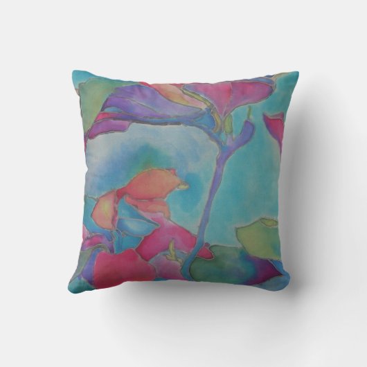 青い絹の枕 クッション (裏面)