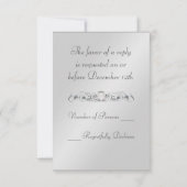 青い絹の銀製の雪片の宝石RSVPの招待状 出欠カード (裏面)