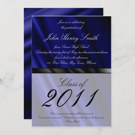 青い絹2の卒業の招待状か発表 招待状 (正面/裏面)