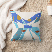 青い網点オフホワイト抽象芸術蝶 クッション (ブランケット)