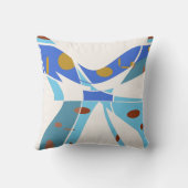 青い網点オフホワイト抽象芸術蝶 クッション (裏面)