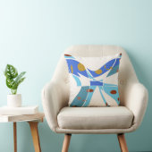 青い網点オフホワイト抽象芸術蝶 クッション (椅子)