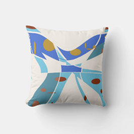 青い網点オフホワイト抽象芸術蝶 クッション