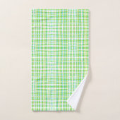 青い緑と白の格子縞 バスタオルセット (ハンドタオル)