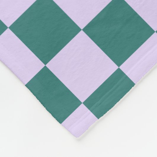 青い緑と紫のパタ市松模様にーンチェッカーボア フリースブランケット (角)