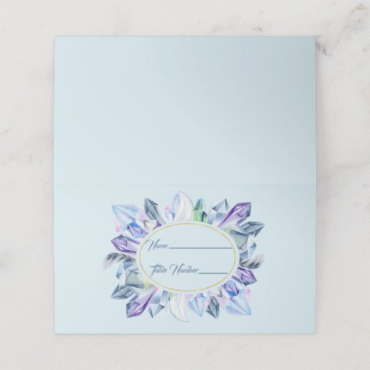 青い緑と紫の結晶の場所の名前カード プレイスカード (外部開封)