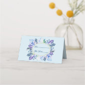 青い緑と紫の結晶の場所の名前カード プレイスカード (正面)