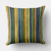 青い緑と黄色のストライプ クッション (裏面)