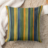青い緑と黄色のストライプ クッション (ブランケット)