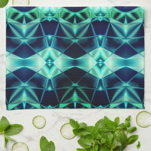 青い緑のアクリルスタイル、ネオンの鏡像形状 キッチンタオル (折り畳み)