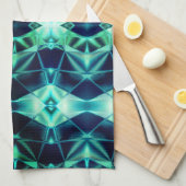 青い緑のアクリルスタイル、ネオンの鏡像形状 キッチンタオル (四つ折り)