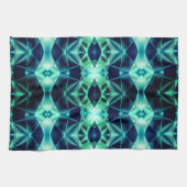 青い緑のアクリルスタイル、ネオンの鏡像形状 キッチンタオル (横)