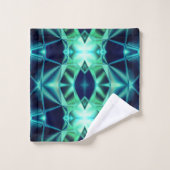 青い緑のアクリルスタイル、ネオンの鏡像形状 バスタオルセット (ウォッシュタオル)