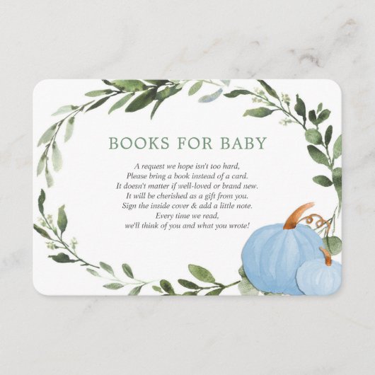 青い緑のカボチャの秋本男の赤ちゃん エンクロージャーカード (正面)