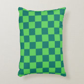青い緑のガ市松模様にンガムパターン アクセントクッション (正面(垂直))