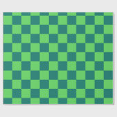 青い緑のガ市松模様にンガムパターン ラッピングペーパー (フラット)
