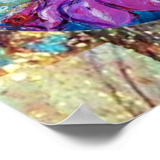 青い緑のキラキラした花の妖精の金ゴールド ポスター (角)