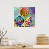 青い緑のキラキラした花の妖精の金ゴールド ポスター (キッチン)