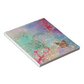 青い緑のキラキラした蝶 ノートパッド (アングル)