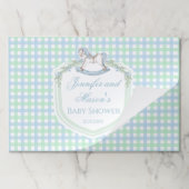 青い緑のギンガムロッキングウズクレスト赤ちゃんシャワー ペーパーパッド (折り畳み)