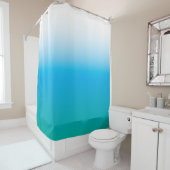青い緑のグラデーションの海の色ミニマル シャワーカーテン (インサイチュ)
