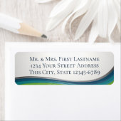 青い緑のグラデーションウェーブ ラベル (インサイチュ)