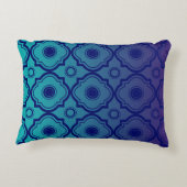 青い緑のグラデーション幾何クローバー アクセントクッション (裏面)