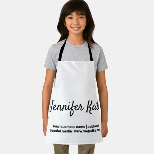 青い緑のグリッターの水色で名前のロゴを追加 エプロン (インサイチュ)