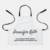 青い緑のグリッターの水色で名前のロゴを追加 エプロン (正面)